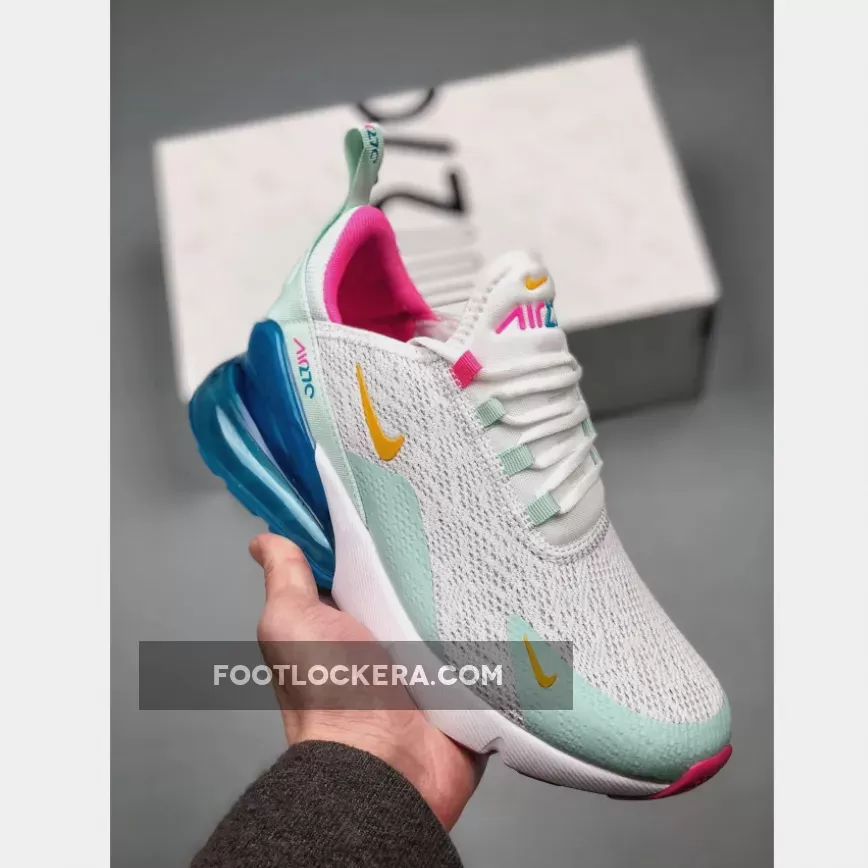 Nike WMNS Air Max 270 White/Laser Fuchsia-Teal Tint-Blue Fury #pastel air max 270