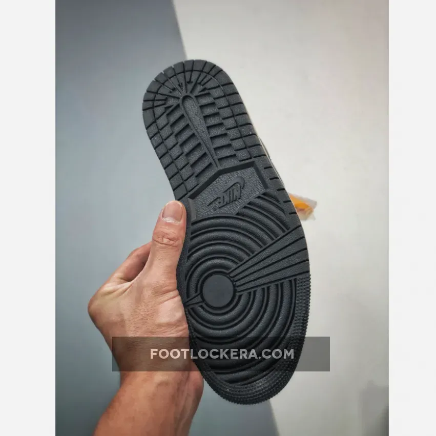 Air Jordan 1 Mid 'Wear Away' White Black Orange / jordan 1 taxi goat