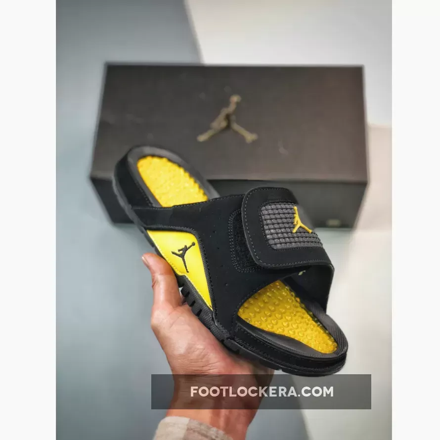 jordan hydro 4 slide thunder black yellow | SLIDE JORDAN