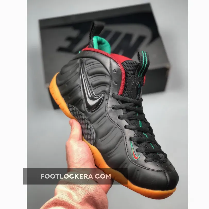 Nike Air Foamposite Pro Black/Gorge Green-Gym Red-Metallic Gold - nike foamposite gucci