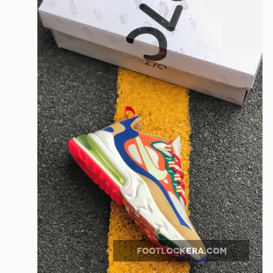 Nike Wmns Air Max 270 React Desert Sand Volt Blue / Nike Air Max 270 Desert Sand CQ4805-071