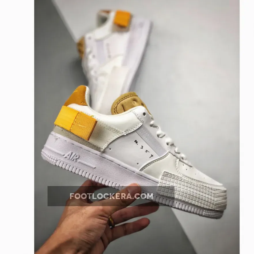 Nike N 354 Womens / Nike Air Force 1 Type White Gold AT7859-100