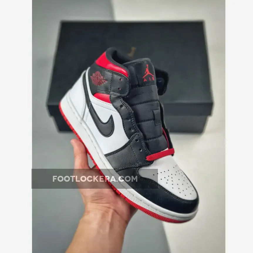 Air Jordan 1 Mid 'Black Toe' White/Gym Red-Black | aj1 mid red
