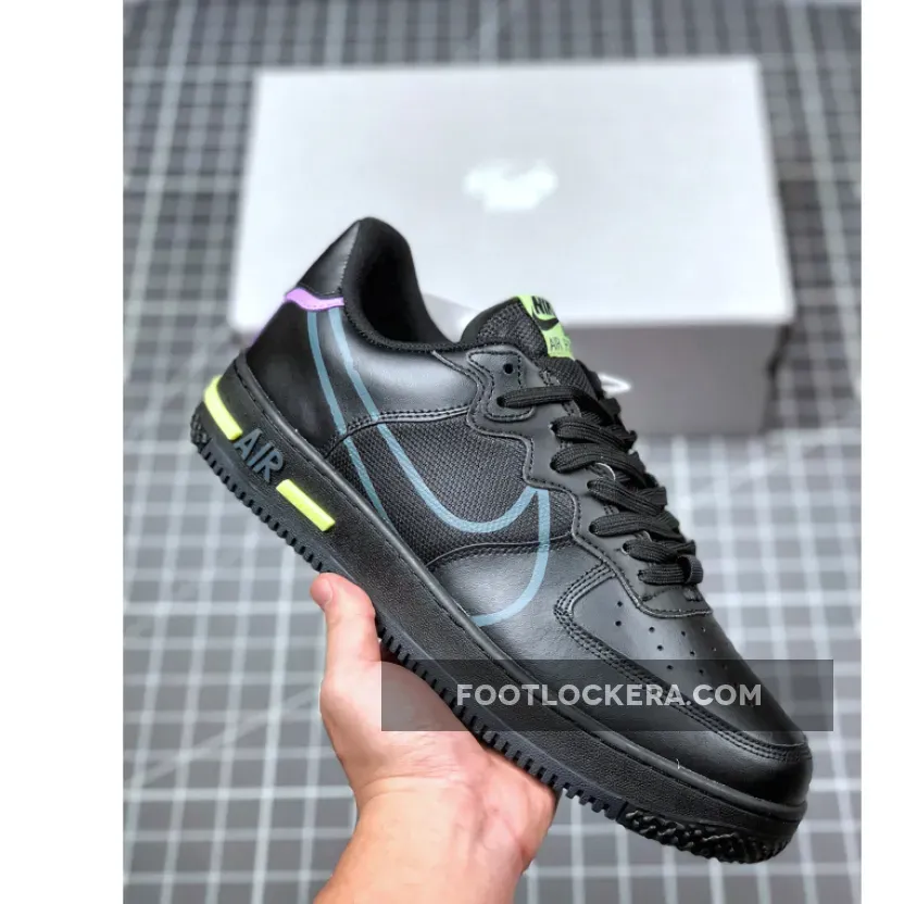 Nike Air Force 1 React Black/Violet Star-Barely Volt - D/ms/x CD4366-001