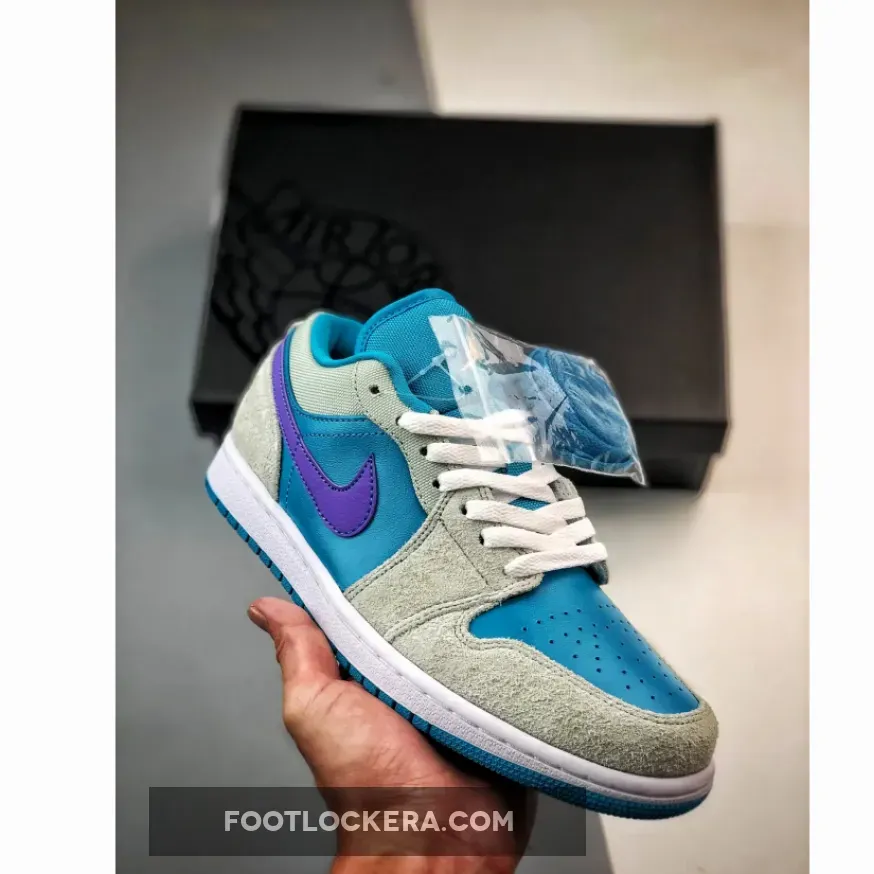 Air Jordan 1 Low Aquatone/Concord-Light Bone-Gold-White