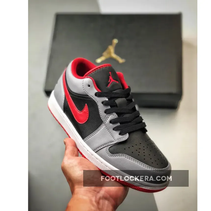 Air Jordan 1 Low Black/Cement Grey-Fire Red