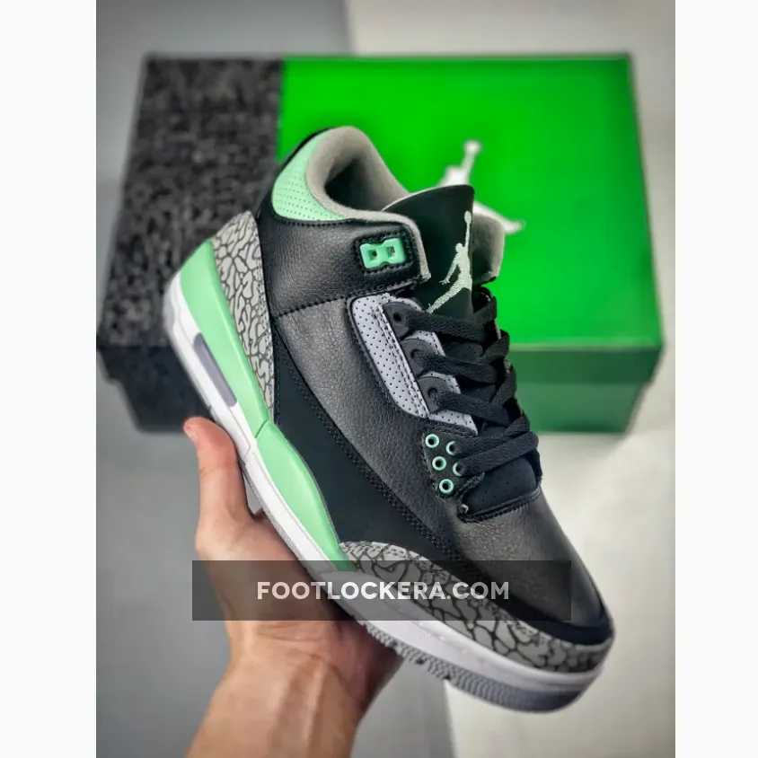 Air Jordan 3 Black/Green Glow-Wolf Grey-White