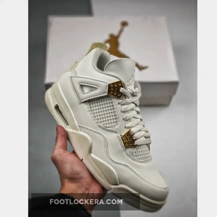 Air Jordan 4 Sail/Metallic Gold-Black New Arrival