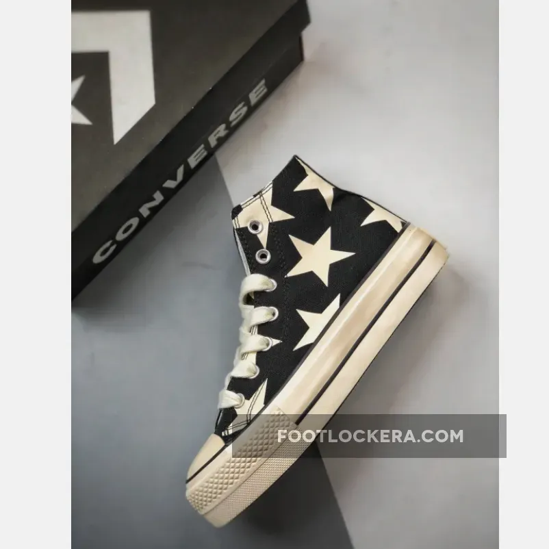 Converse Chuck Taylor All Star Lift Platform Large Stars Black/Natural Ivory/Egret Converse Chuck Taylor All Star Lift Platform Large Stars Black/Natural Ivory/Egret