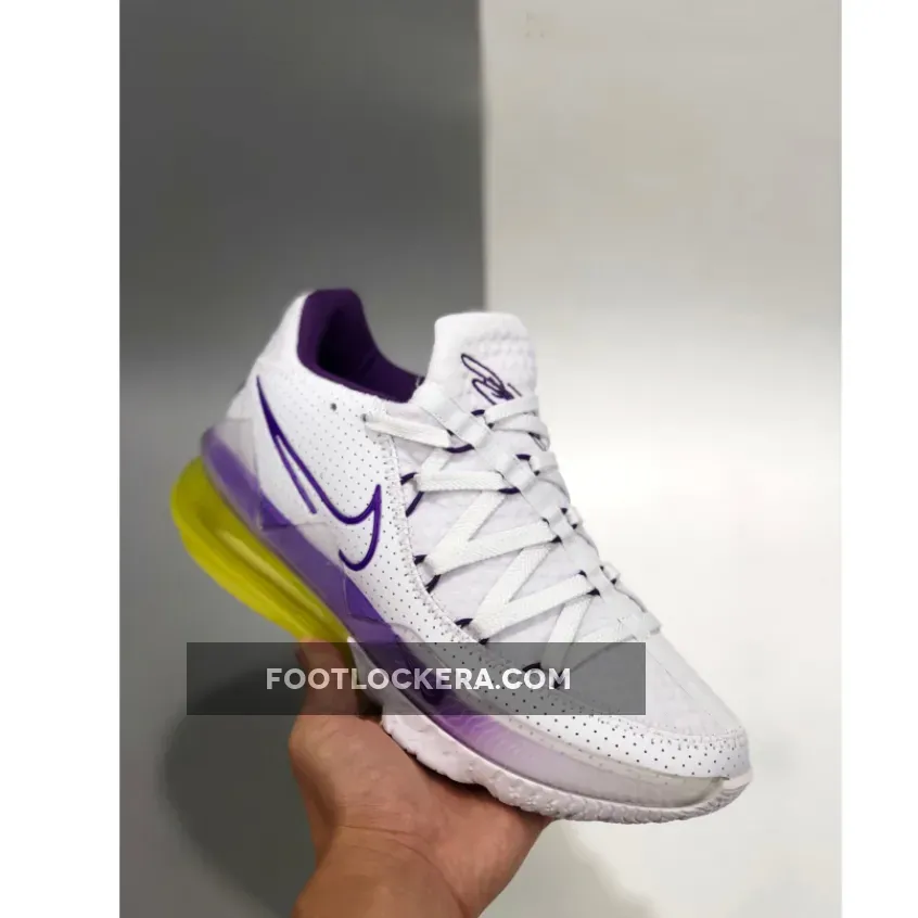 Nike LeBron 17 Low ‘Lakers Home’ White/Voltage Purple-Dynamic Yellow